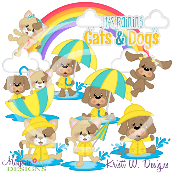 Raining Cat's & Dog's SVG Cutting Files Includes Clipart - Click Image to Close